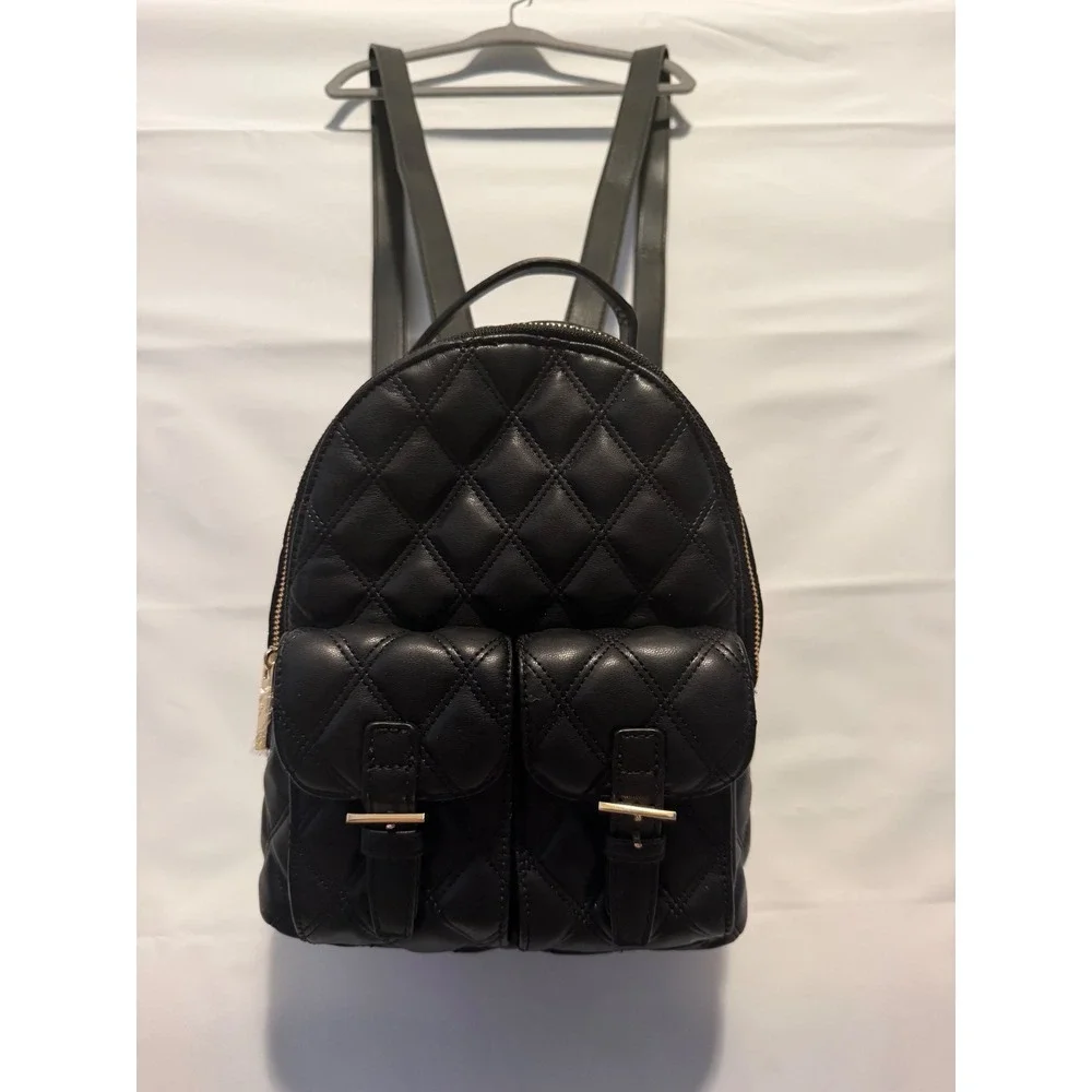 Anastasia Beverly Hills Black Quilted Mini Backpack Gold Hardware Faux Leather